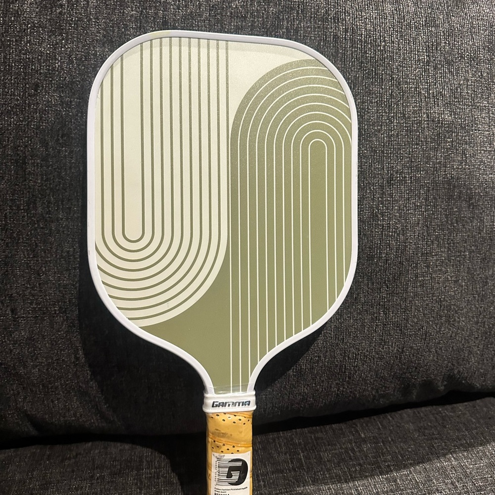 Green and white color pickleball black paddle